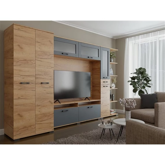 Ancona 2 nappali szekrénysor arany kraft - antracit 320 cm